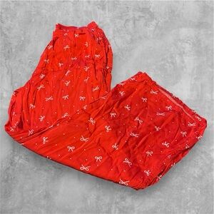 Super Cute Aerie Red Pajama Pants with White Bow Print Size L